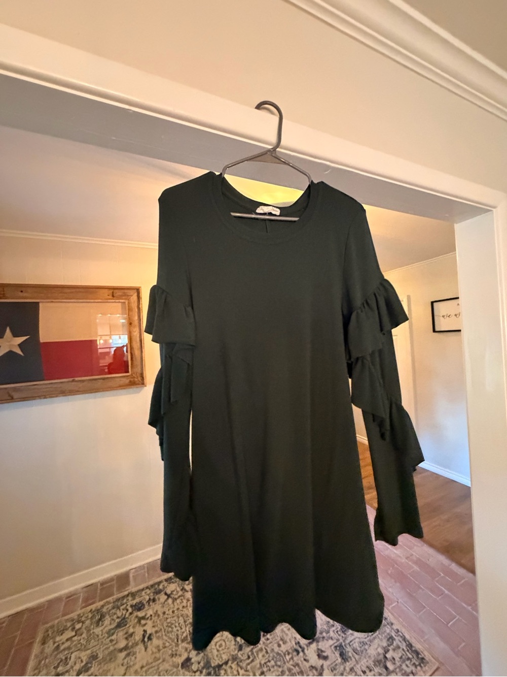 JODIFL Olive Long Sleeve Ruffle Dress